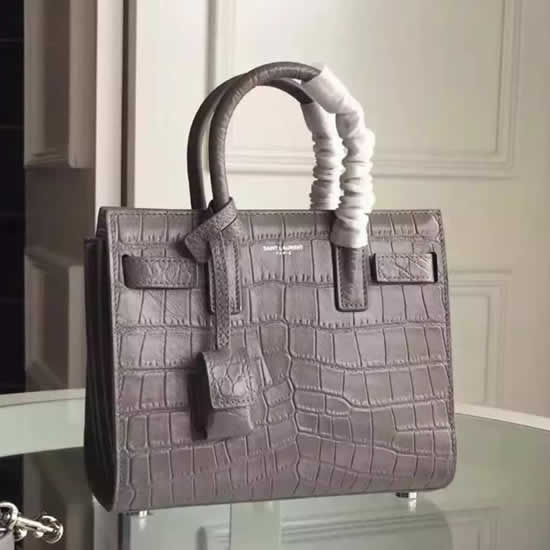 Replica Saint Laurent Nano Sac De Jour Croc Embossed Grey Bag